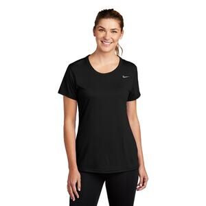 Nike Dri Fit Black Round Neck Tee Gray Check Athletic T shirt Women's Large